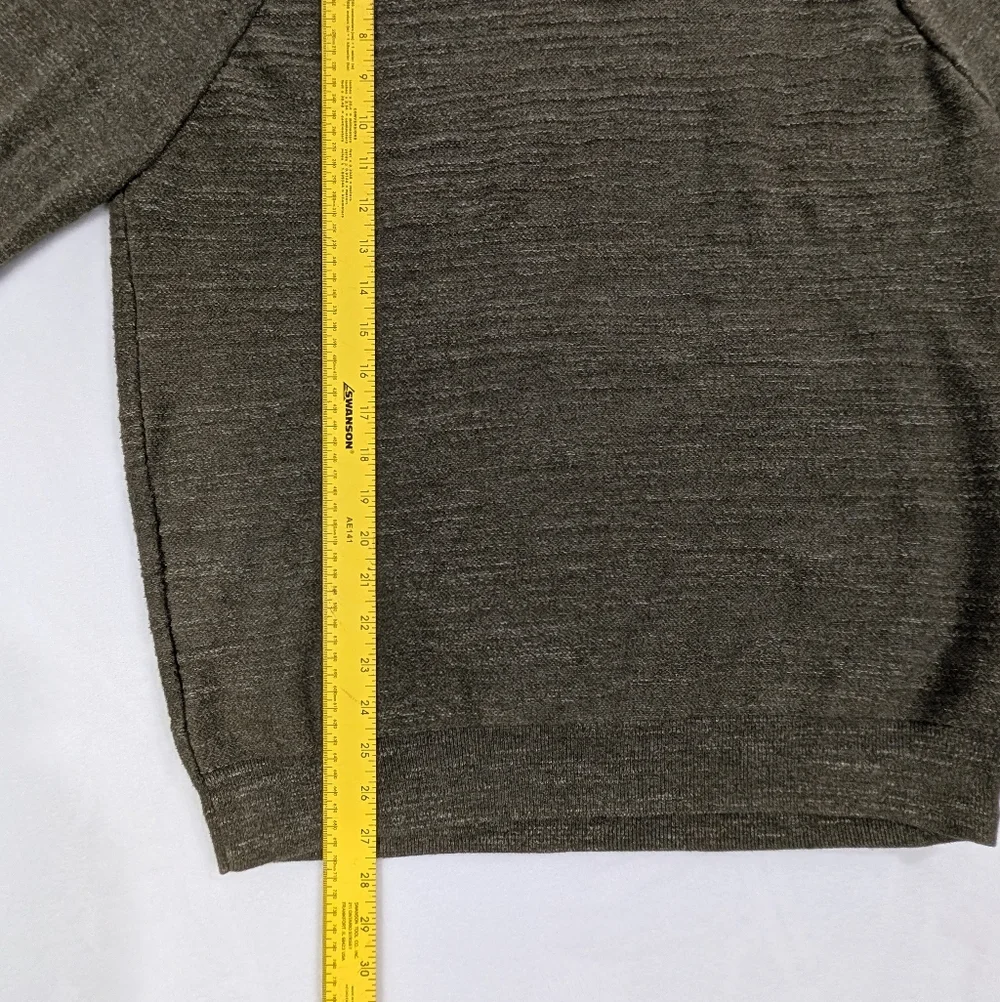 J. Crew Sweater‎ Slim Olive Green Garter Stitch Cotton Raglan | Mens XL